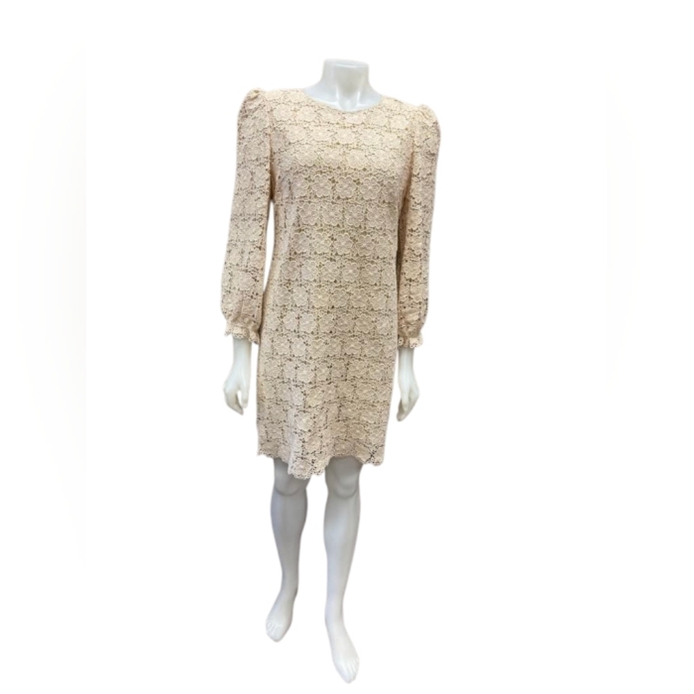 Eliza J Dress Lace Floral Creme Longsleeve Size 14